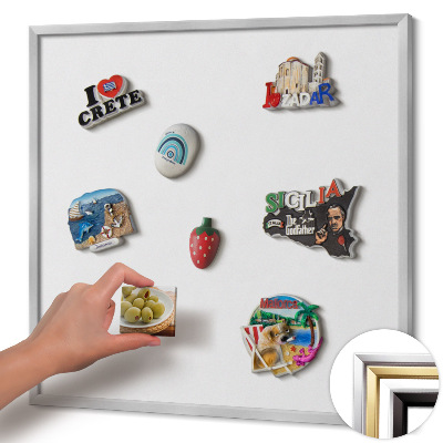 Magnetisk tavla med silverram Färg vit