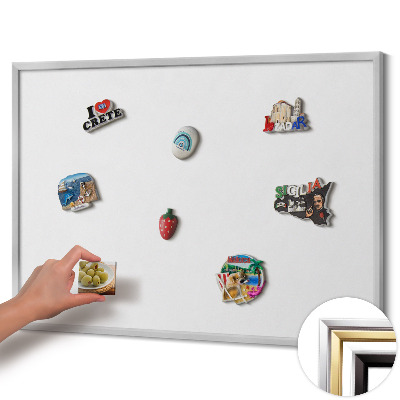 Magnetisk tavla med silverram Färg vit