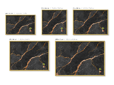 Magnetisk tavla med guldram Dekorerad mörk marmor