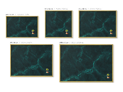 Magnetisk tavla med guldram Flaskgrön marmor