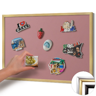 Magnetisk tavla med guldram Färg pastellrosa
