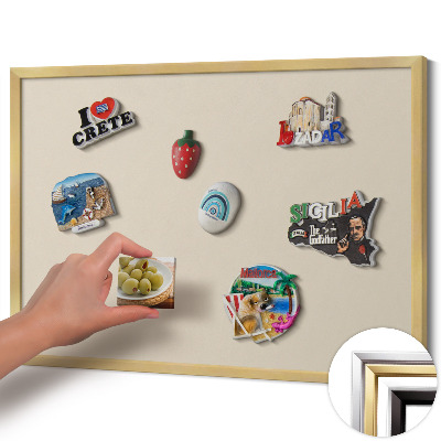 Magnetisk tavla med guldram Färg ljusbeige