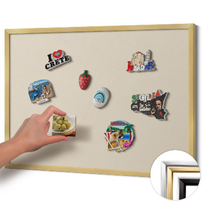 Magnetisk tavla med guldram Färg ljusbeige