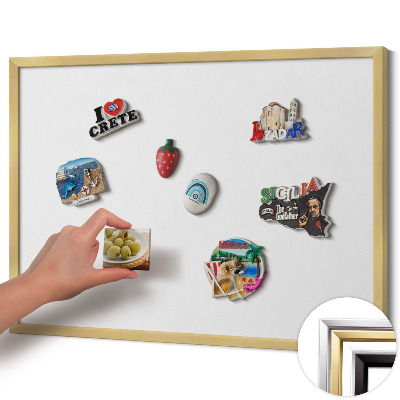 Magnetisk tavla med guldram Färg vit