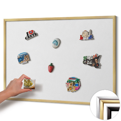 Magnetisk tavla med guldram Färg vit