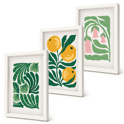 Posterpaket Minimalistiska växtmönster med frukter och blad