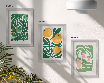 Posterpaket Minimalistiska växtmönster med frukter och blad