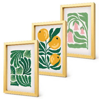 Posterpaket Minimalistiska växtmönster med frukter och blad