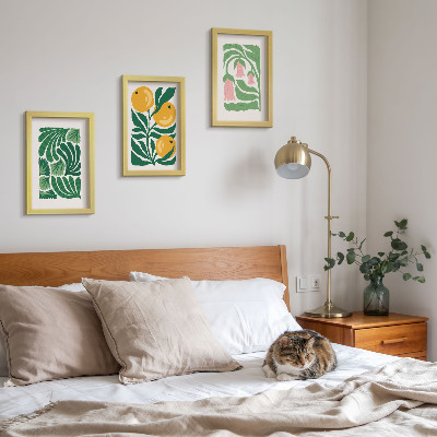 Posterpaket Minimalistiska växtmönster med frukter och blad