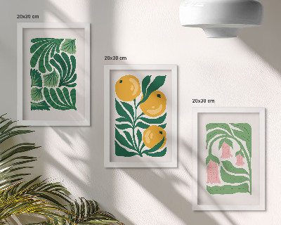 Posterpaket Minimalistiska växtmönster med frukter och blad
