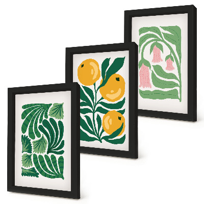 Posterpaket Minimalistiska växtmönster med frukter och blad