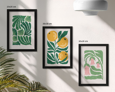 Posterpaket Minimalistiska växtmönster med frukter och blad