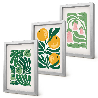 Posterpaket Minimalistiska växtmönster med frukter och blad