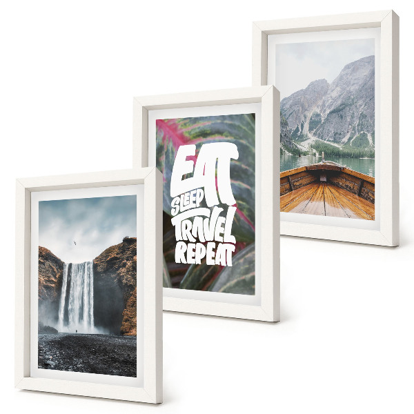 Posterpaket Vattenfall berg resa natur båt och vegetation