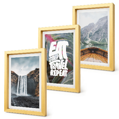 Posterpaket Vattenfall berg resa natur båt och vegetation