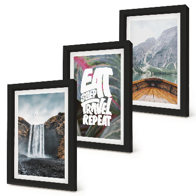 Posterpaket Vattenfall berg resa natur båt och vegetation