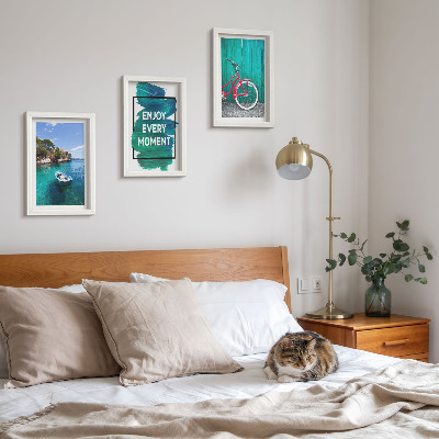 Posterpaket Havsutsikt med inspirerande inskription för båtcykel
