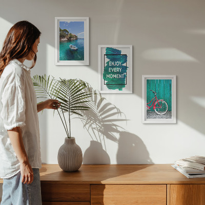 Posterpaket Havsutsikt med inspirerande inskription för båtcykel
