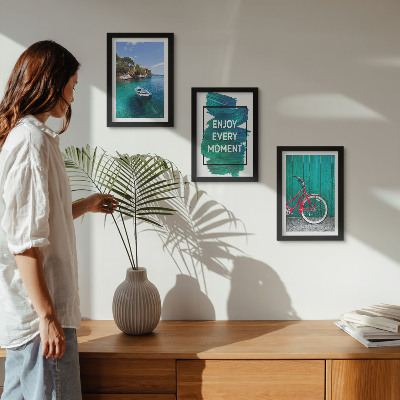 Posterpaket Havsutsikt med inspirerande inskription för båtcykel