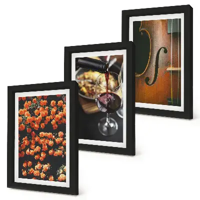 Posterpaket med motiv av vintage romantiska blommor, vin och fiol
