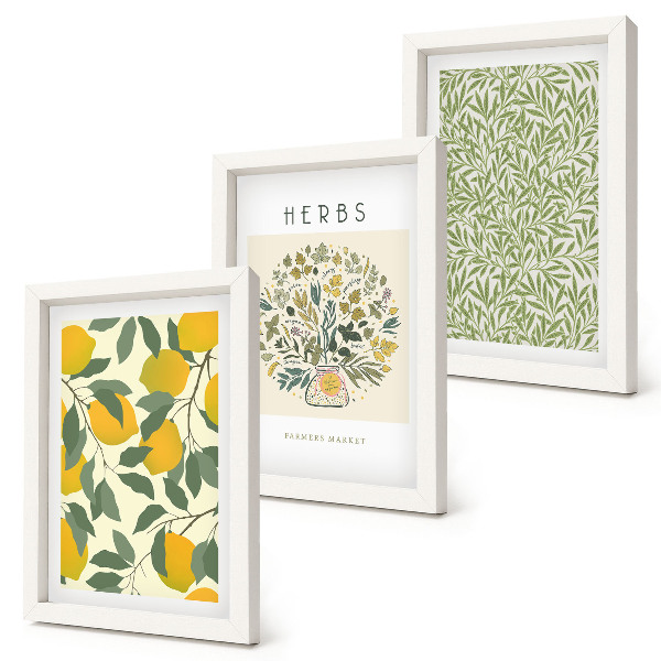 Posterpaket Citronmotiv med örter och växtblad