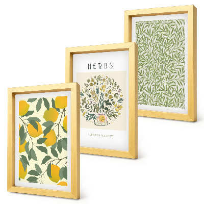 Posterpaket Citronmotiv med örter och växtblad