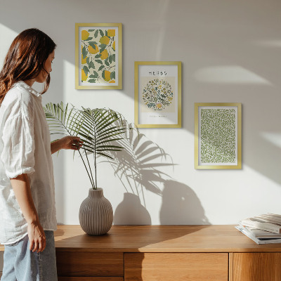 Posterpaket Citronmotiv med örter och växtblad