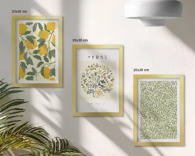 Posterpaket med citronmotiv, örter och växtblad