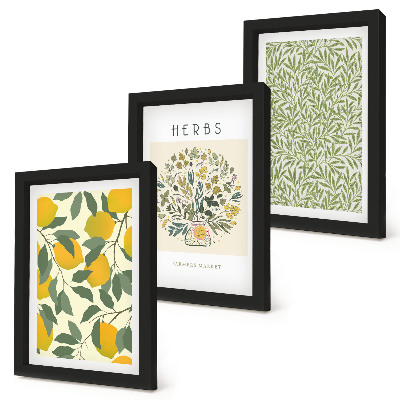 Posterpaket Citronmotiv med örter och växtblad