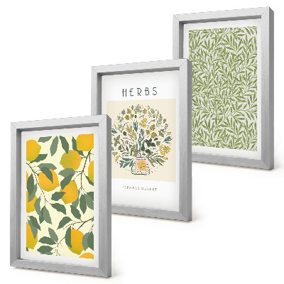 Posterpaket Citronmotiv med örter och växtblad