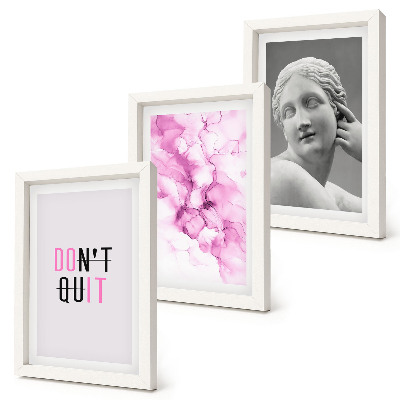 Triptyk tavla med ram Akvarell abstraktion inspirerande slogan antik skulptur