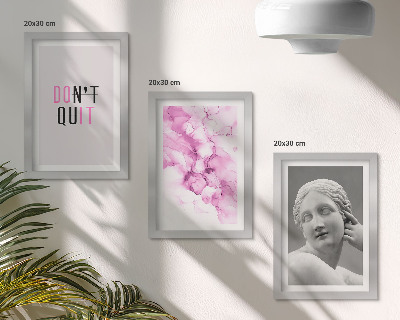Triptyk tavla med ram Akvarell abstraktion inspirerande slogan antik skulptur