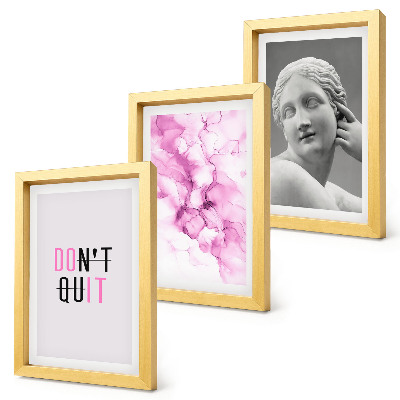 Triptyk tavla med ram Akvarell abstraktion inspirerande slogan antik skulptur