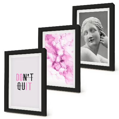 Triptyk tavla med ram Akvarell abstraktion inspirerande slogan antik skulptur