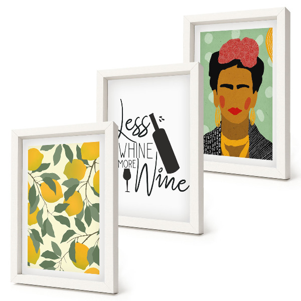 Posterpaket Porträtt av Frida Kahlo med citroner och vinflaska