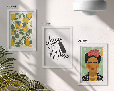 Posterpaket Porträtt av Frida Kahlo med citroner och vinflaska