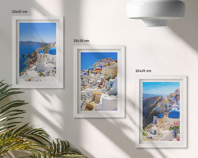 Posterpaket Landskapsarkitekturutsikt över staden Oia Santorini Grekland