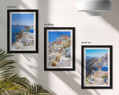Posterpaket Landskapsarkitekturutsikt över staden Oia Santorini Grekland