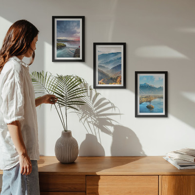 Posterpaket Pittoreska bergslandskap och vattenfall i naturen