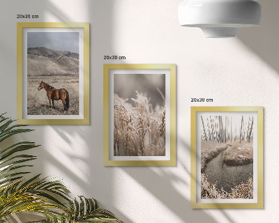 Posterpaket Hästar i ett landskap av gräs och en vinterbäck
