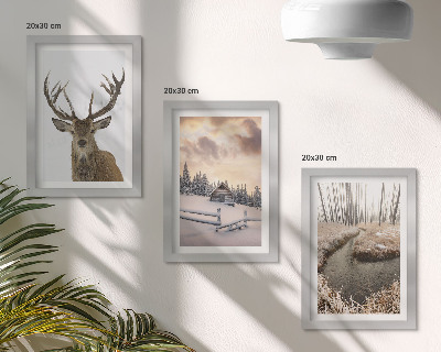 Posterpaket Vinterlandskap med en hjortkoja och en bäck