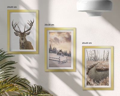 Posterpaket Vinterlandskap med en hjortkoja och en bäck