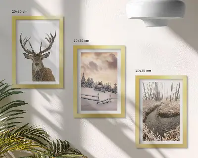 Posterpaket vinterlandskap med hjortkoja och bäck