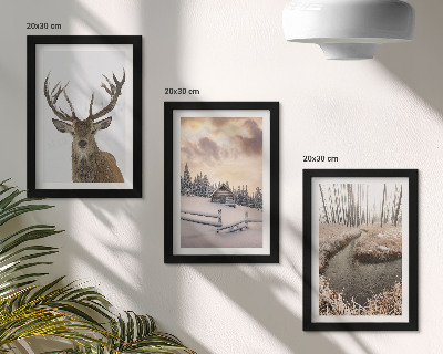 Posterpaket Vinterlandskap med en hjortkoja och en bäck