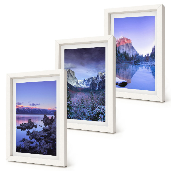 Posterpaket Bergslandskap i skymningen, utsikt över vattnet