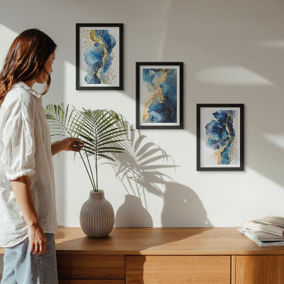 Posterpaket Blå abstrakta mönster med fina accenter