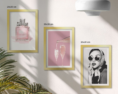 Triptyk tavla med ram Snygga feminina accessoarer i rosa nyanser