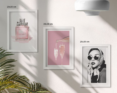 Triptyk tavla med ram Snygga feminina accessoarer i rosa nyanser