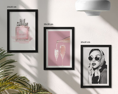 Triptyk tavla med ram Snygga feminina accessoarer i rosa nyanser