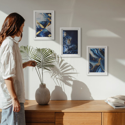 Tavelvägg med 3 tavlor Abstrakta eleganta mönster med accenter